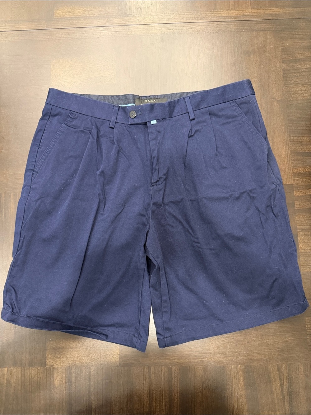 Zara Men's Navy Blue Pleated
Chino Shorts